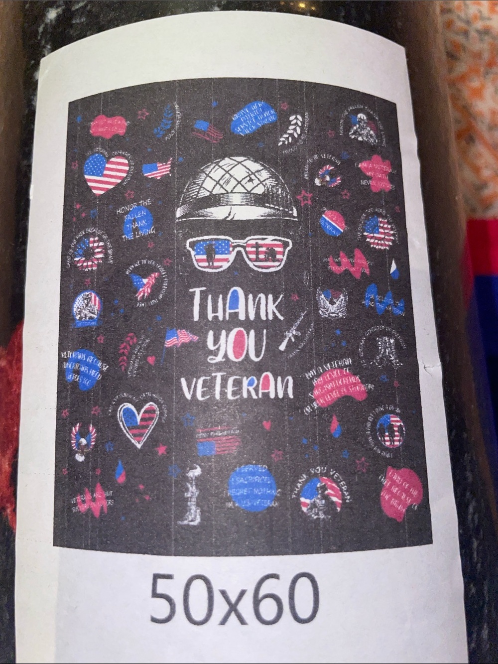 Thank You Veteran Patriotic Throw - Red, White & Blue